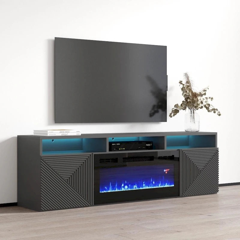 Soporte para TV con chimenea eléctrica de pared de 63 pulgadas