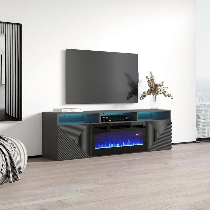 Soporte para TV con chimenea eléctrica de pared de 63 pulgadas