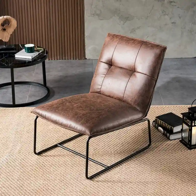 Sillón decorativo sin brazos de tela de gamuza de mediados de siglo