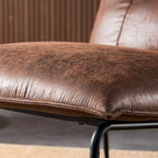 Sillón decorativo sin brazos de tela de gamuza de mediados de siglo