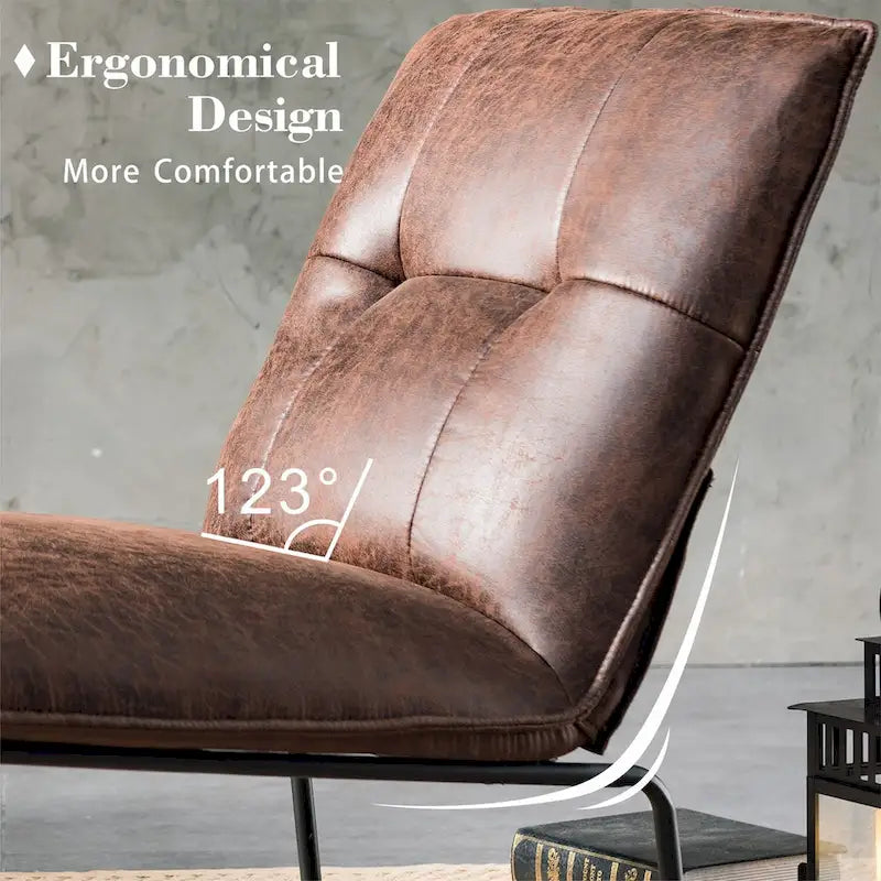 Sillón decorativo sin brazos de tela de gamuza de mediados de siglo