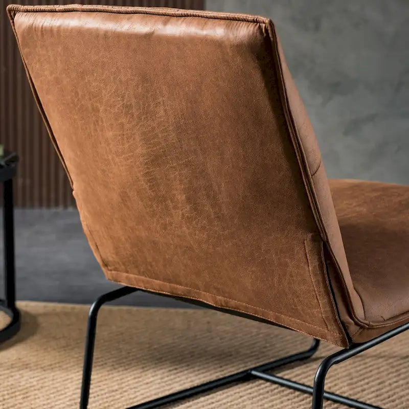 Sillón decorativo sin brazos de tela de gamuza de mediados de siglo