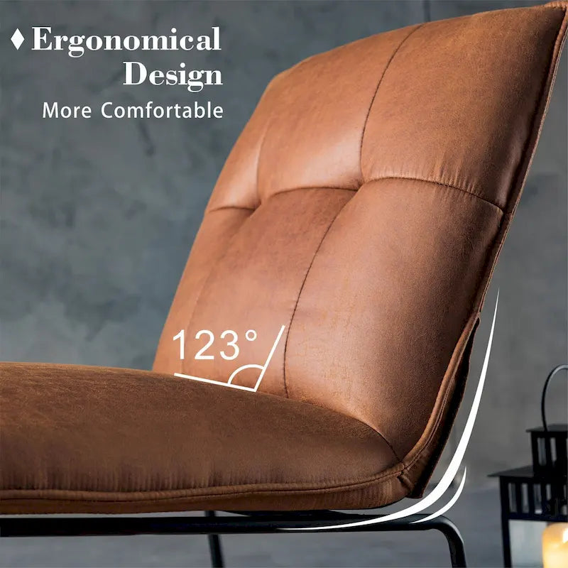 Sillón decorativo sin brazos de tela de gamuza de mediados de siglo