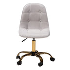 Silla de oficina giratoria de terciopelo con base de metal dorado