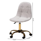Silla de oficina giratoria de terciopelo con base de metal dorado