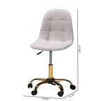 Silla de oficina giratoria de terciopelo con base de metal dorado