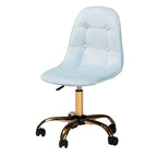 Silla de oficina giratoria de terciopelo con base de metal dorado