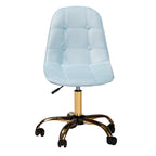 Silla de oficina giratoria de terciopelo con base de metal dorado