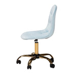 Silla de oficina giratoria de terciopelo con base de metal dorado