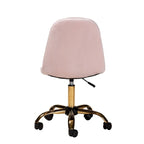 Silla de oficina giratoria de terciopelo con base de metal dorado