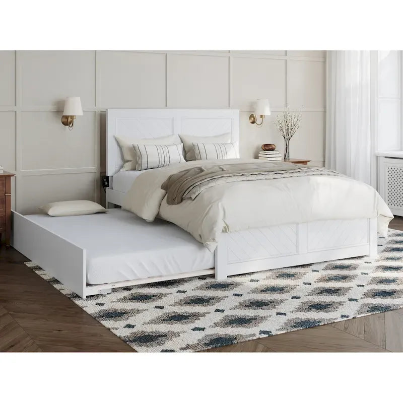 Cama Plataforma Matrimonial con Cabecera, Piecera y Cama Nido Matrimonial a juego