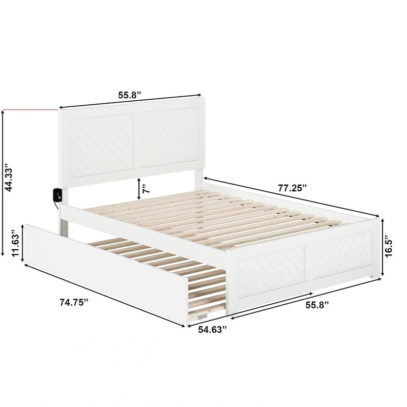 Cama Plataforma Matrimonial con Cabecera, Piecera y Cama Nido Matrimonial a juego
