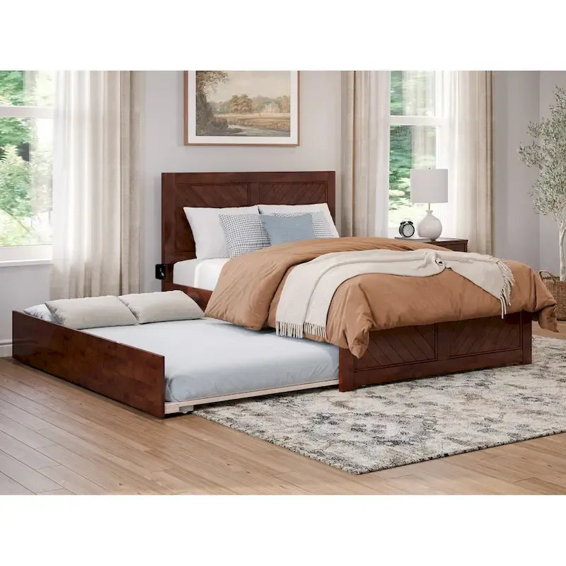 Cama Plataforma Matrimonial con Cabecera, Piecera y Cama Nido Matrimonial a juego