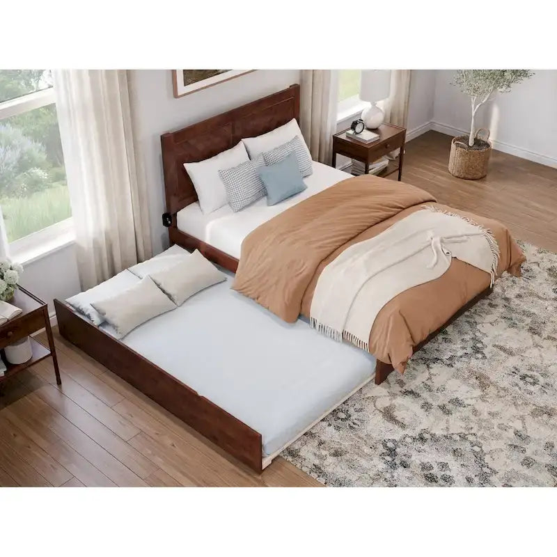 Cama Plataforma Matrimonial con Cabecera, Piecera y Cama Nido Matrimonial a juego
