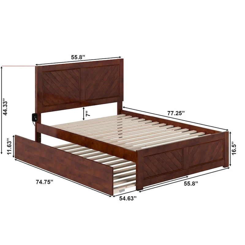 Cama Plataforma Matrimonial con Cabecera, Piecera y Cama Nido Matrimonial a juego