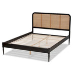 Base de cama con plataforma y cabecero de ratán tejido - Queen
