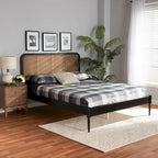 Base de cama con plataforma y cabecero de ratán tejido - Queen