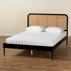 Base de cama con plataforma y cabecero de ratán tejido - Queen