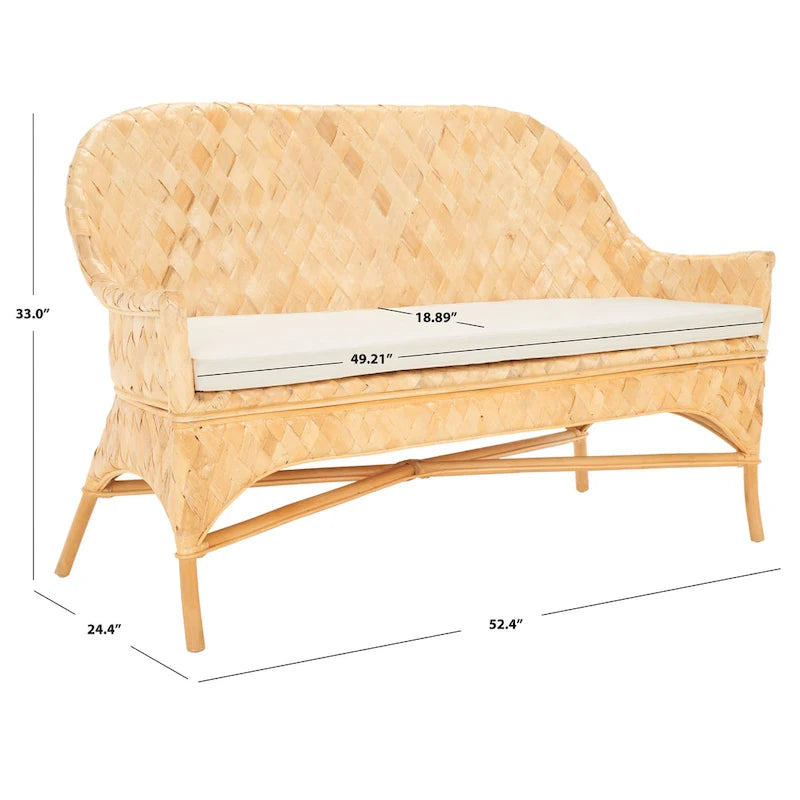 Banco de Sofá de Ratán Tejido - 52"An. x 24"Pr. x 33"Al.