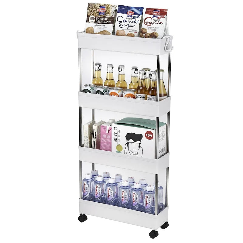 Carrito de almacenamiento delgado de varios niveles – Blanco
