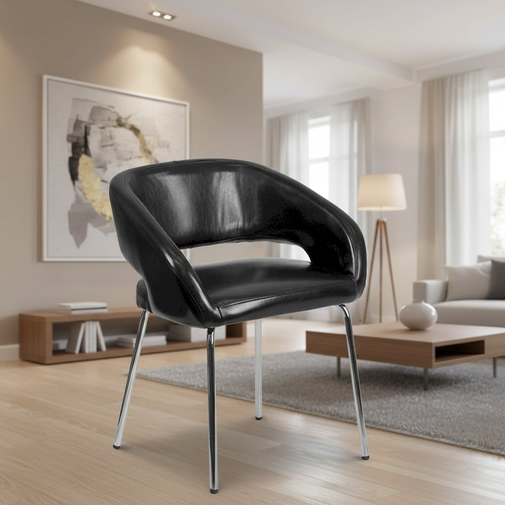 Contemporary LeatherSoft Side Reception Chair with Chrome Legs