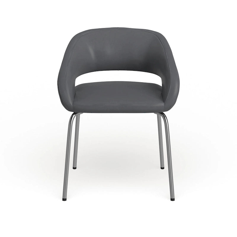Sillón de recepción lateral contemporáneo con patas cromadas