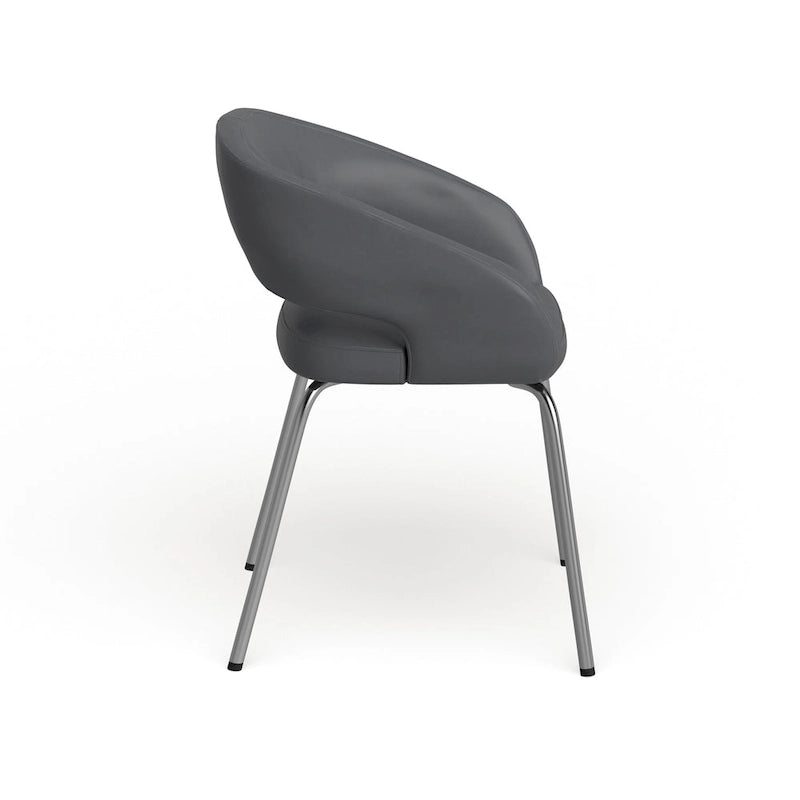 Sillón de recepción lateral contemporáneo con patas cromadas