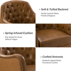 Sillón barril con respaldo capitoné y patas de madera