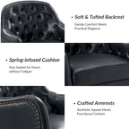 Sillón barril con respaldo capitoné y patas de madera