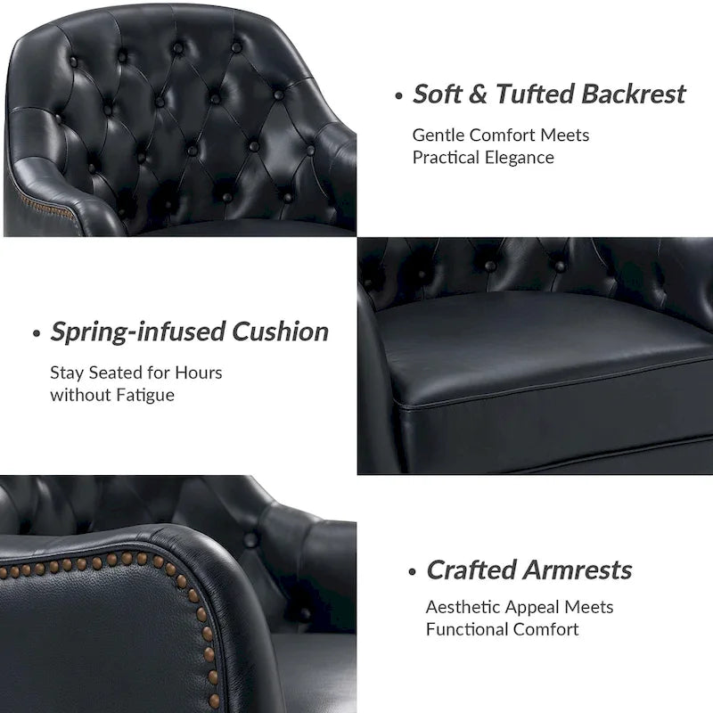 Sillón barril con respaldo capitoné y patas de madera