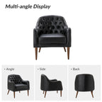 Sillón barril con respaldo capitoné y patas de madera