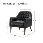 Sillón barril con respaldo capitoné y patas de madera