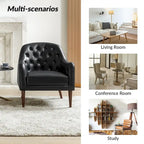 Sillón barril con respaldo capitoné y patas de madera