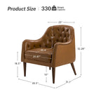 Sillón barril con respaldo capitoné y patas de madera