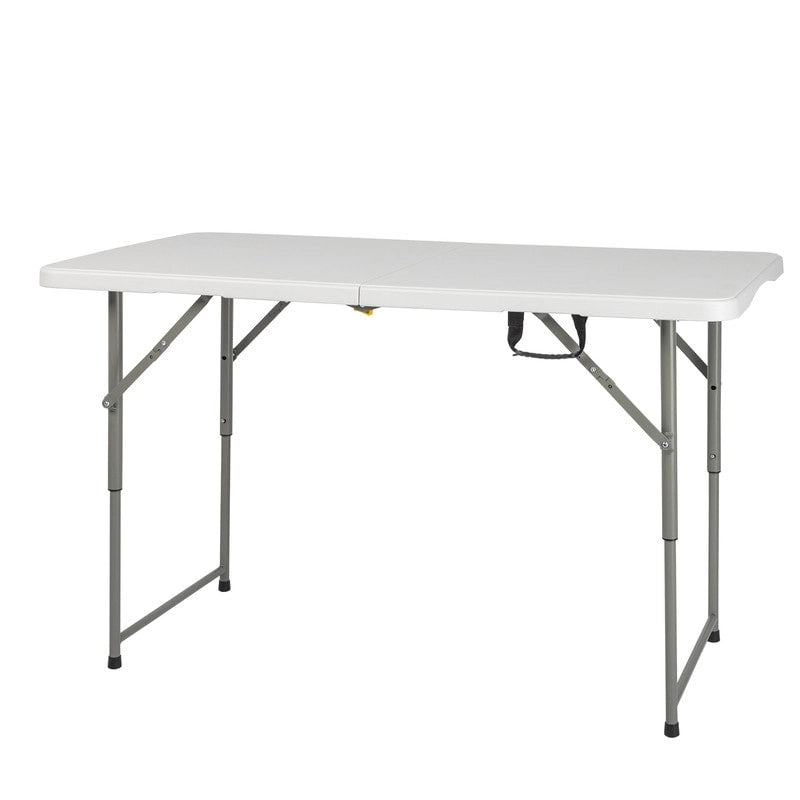 Mesa plegable de plástico de 4 pies de altura ajustable que se dobla por la mitad - Blanca