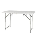 Mesa plegable de plástico de 4 pies de altura ajustable que se dobla por la mitad - Blanca