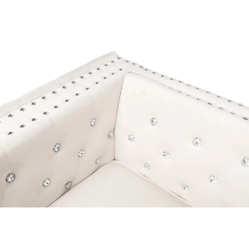 Sofá Chesterfield de terciopelo de 82" con brazos cuadrados capitonados y 2 cojines decorativos