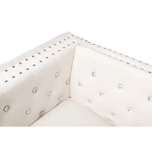 Sofá Chesterfield de terciopelo de 82" con brazos cuadrados capitonados y 2 cojines decorativos