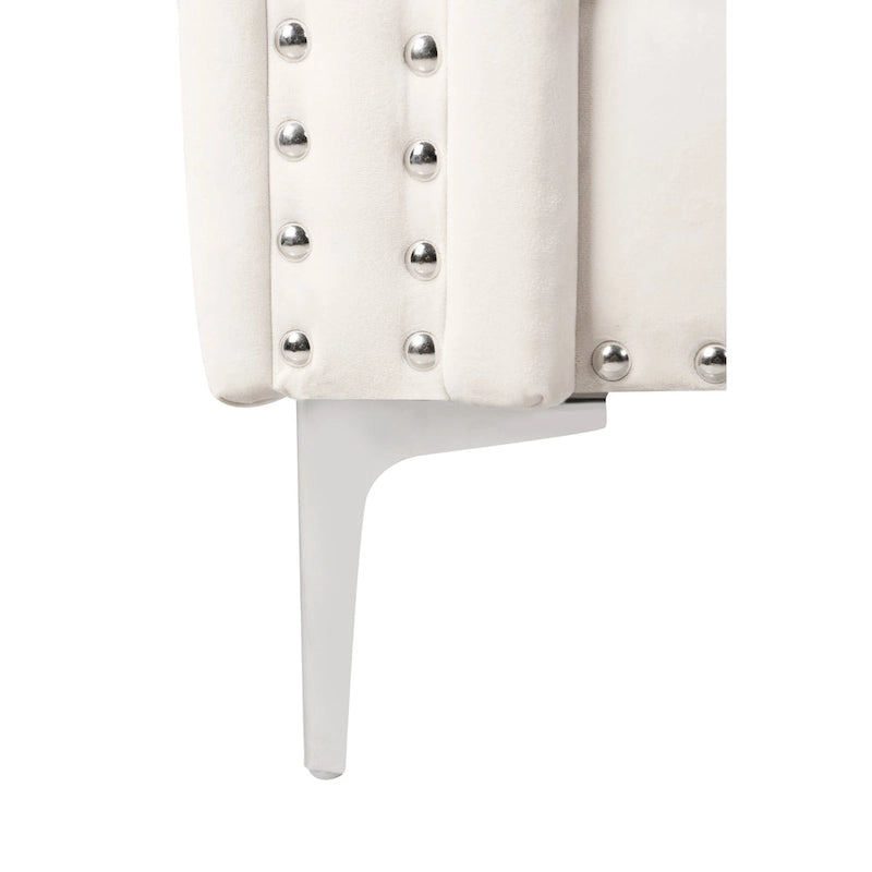 Sofá Chesterfield de terciopelo de 82" con brazos cuadrados capitonados y 2 cojines decorativos
