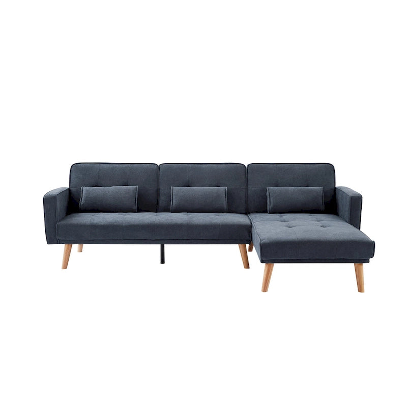 Sofá Chesterfield de terciopelo de 82" con brazos cuadrados capitonados y 2 cojines decorativos