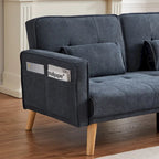 Sofá Chesterfield de terciopelo de 82" con brazos cuadrados capitonados y 2 cojines decorativos