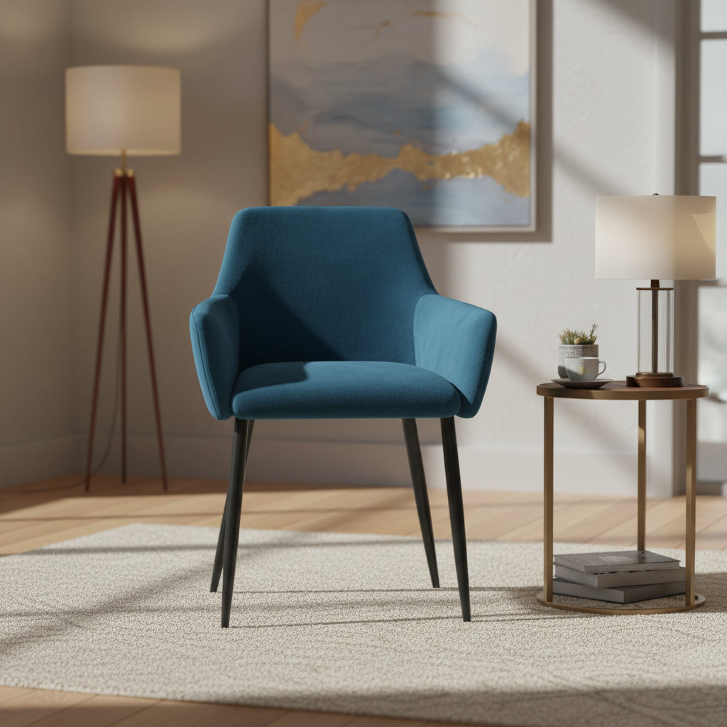 Sillas de comedor tapizadas con patas de metal, juego de 2 – Terciopelo, 55.88 x 55.88 x 78 cm