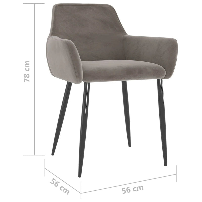 Sillas de comedor tapizadas con patas de metal, juego de 2 – Terciopelo, 55.88 x 55.88 x 78 cm
