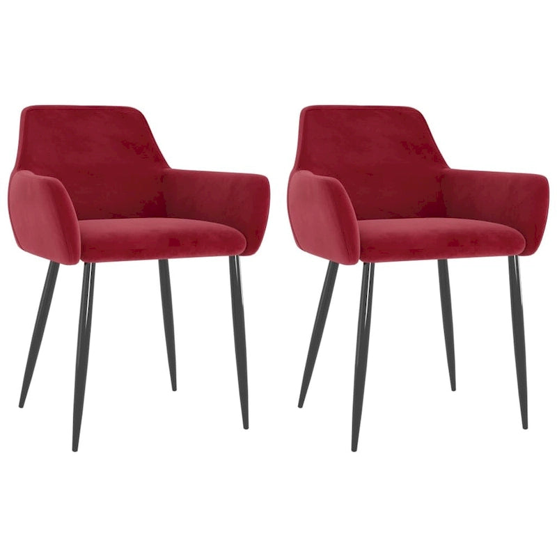 Sillas de comedor tapizadas con patas de metal, juego de 2 – Terciopelo, 55.88 x 55.88 x 78 cm