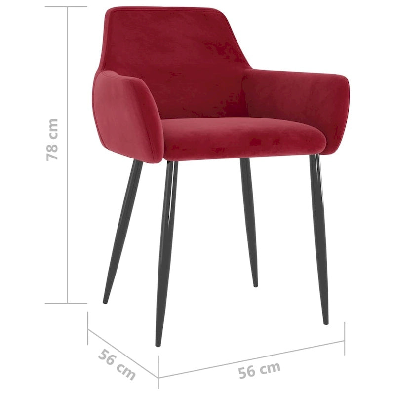 Sillas de comedor tapizadas con patas de metal, juego de 2 – Terciopelo, 55.88 x 55.88 x 78 cm