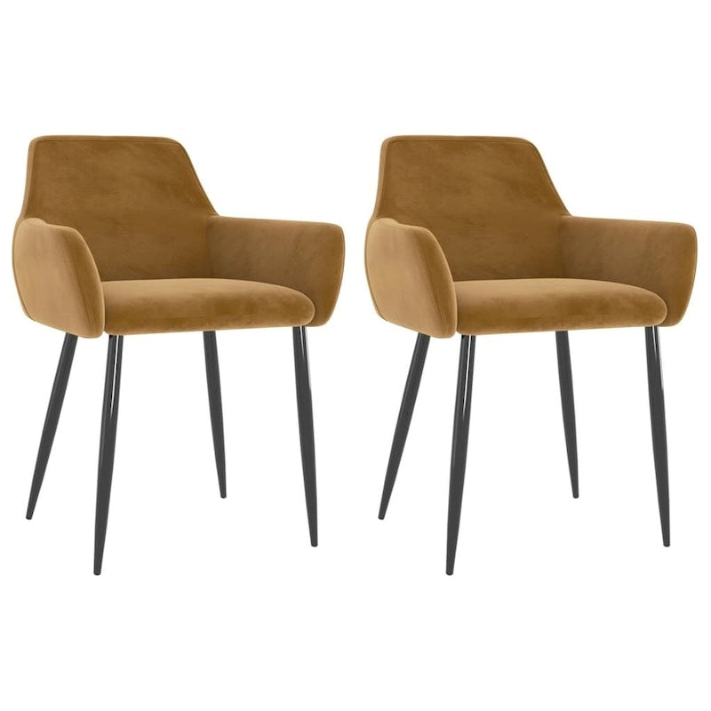 Sillas de comedor tapizadas con patas de metal, juego de 2 – Terciopelo, 55.88 x 55.88 x 78 cm