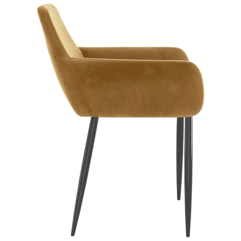 Sillas de comedor tapizadas con patas de metal, juego de 2 – Terciopelo, 55.88 x 55.88 x 78 cm