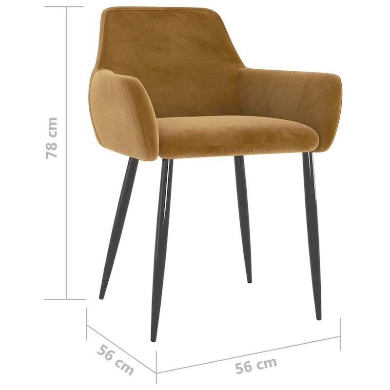 Sillas de comedor tapizadas con patas de metal, juego de 2 – Terciopelo, 55.88 x 55.88 x 78 cm