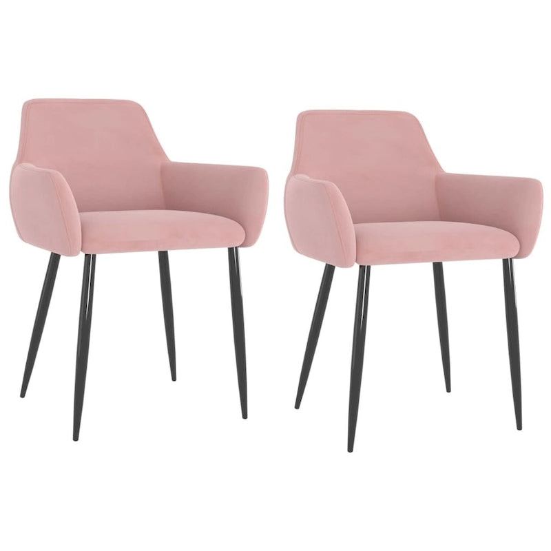 Sillas de comedor tapizadas con patas de metal, juego de 2 – Terciopelo, 55.88 x 55.88 x 78 cm