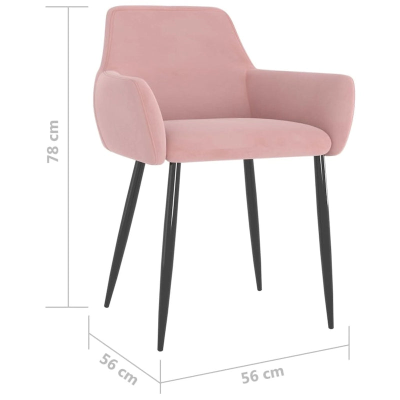 Sillas de comedor tapizadas con patas de metal, juego de 2 – Terciopelo, 55.88 x 55.88 x 78 cm